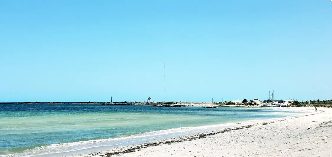 The nearly empty beach at Telchac Puerto, Yucatán