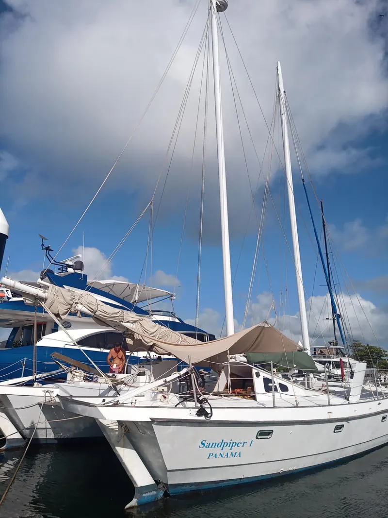 A sailboat moored in the Puerto Morelos marina, Quintana Roo